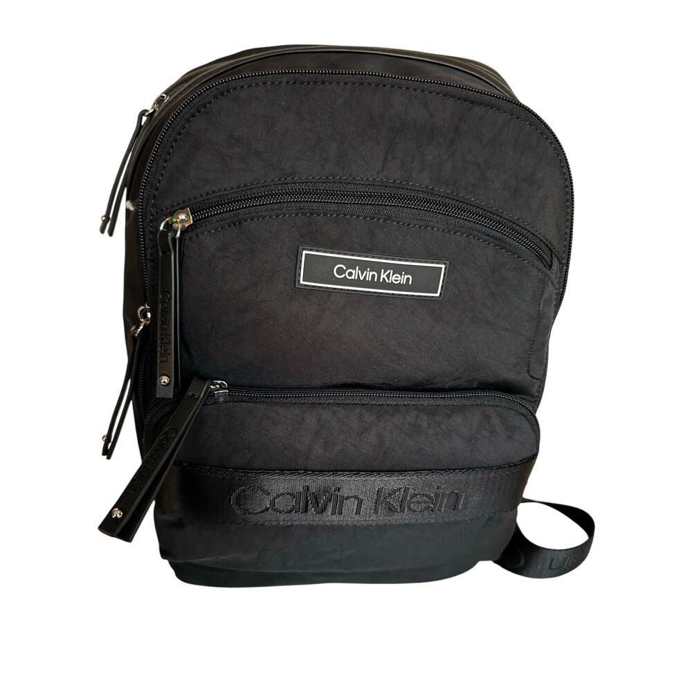 Brand New Black Calvin Klein Backpack Handbag Ghost LOGO Msrp $178